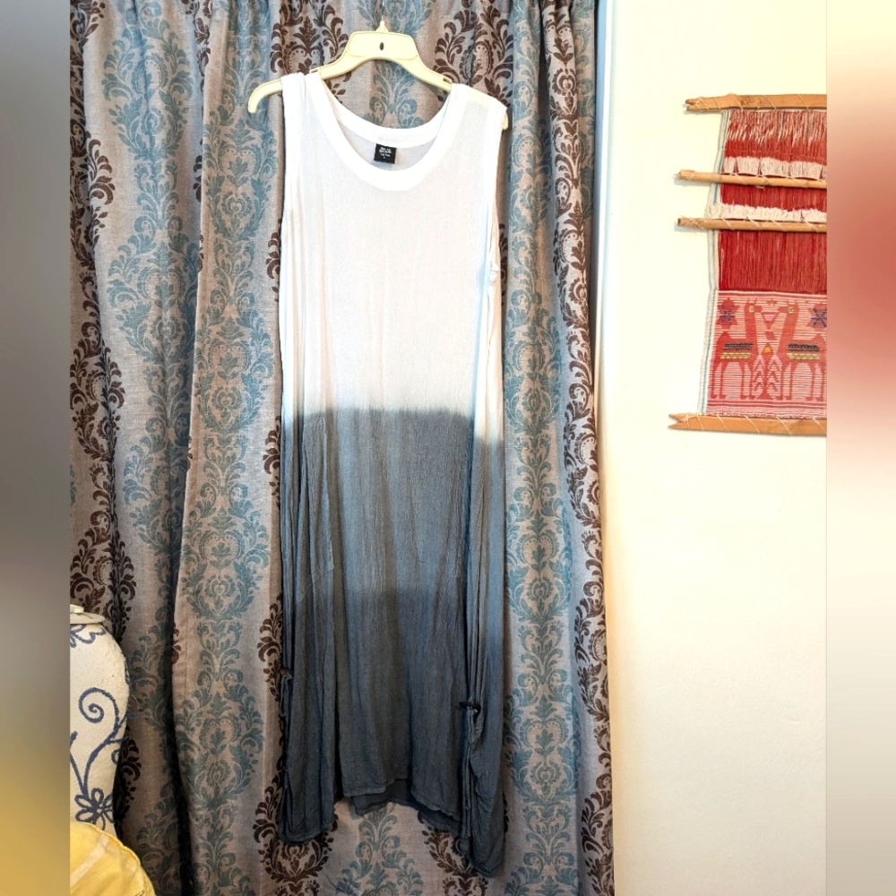 Boho white&gray dress Large